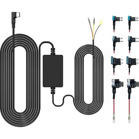 Dashcam USB-C Kit de Câblage avec 4 Fusibles, AC 12V-24V à 5V/3A (1/5)