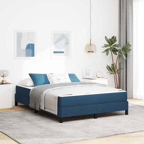 Boxspringbett mit Matratze Blau 140 x 200 cm Stoff