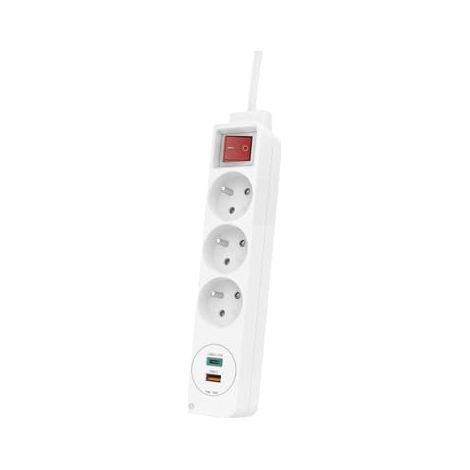 HAMA MULTIPRISE, 3 PRISES, USB-C/A 18 W, PD/QC-„¢, INTERR., CONN. PLAT, 1,4M P2223185