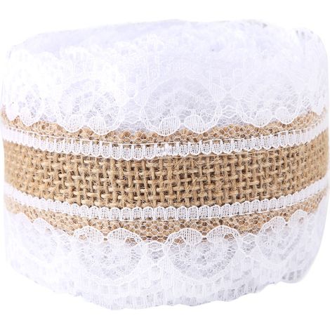 Cinta de encaje de yute natural, 5 m/rollo