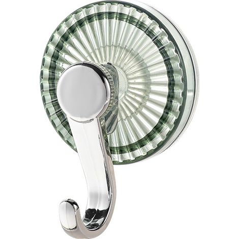 Crochet à ventouse puissant, crochet porte-serviettes de salle de bain sans perçage, fixation invisible derrière la porte, vert transparent (1/3)