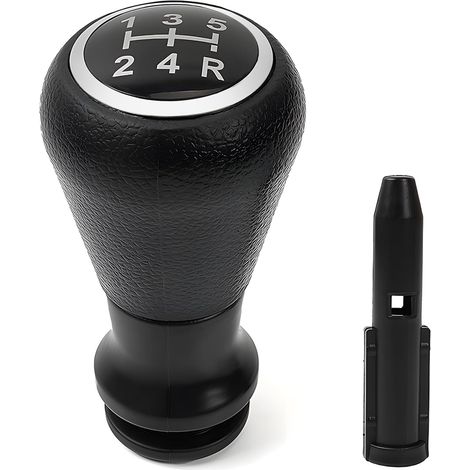 Pomello del cambio a 5 marce per Peugeot 106, 107, 207, 301, 307, 308, 407, 408, 508, 3008, 1007 / Citroën C2, C3, C4 Picasso - Nero e argento (1/5)