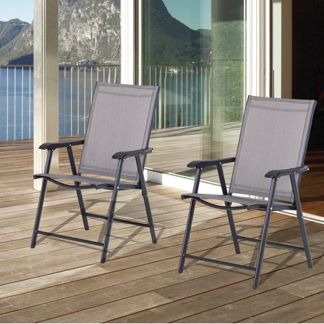 chaise siège pliable extérieur 58x64x94 cm métal gris HAVRYA (1/4)