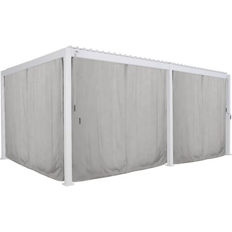 Set für Vorhänge und Moskitonetz für Pergola Evora - 6 Doppelschienen, 6 Vorhänge und 6 Moskitonetze