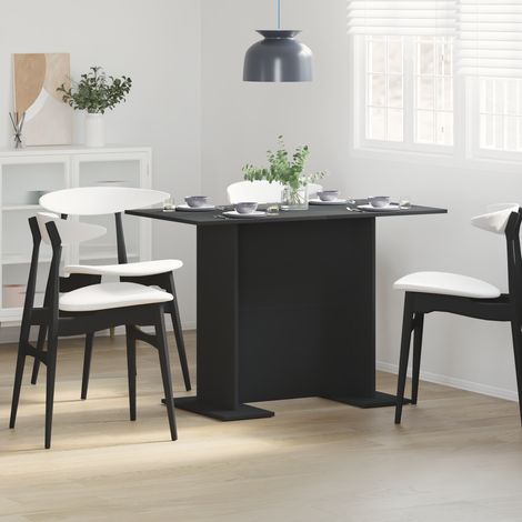 vidaXL Dining Table 110 x 60 x 75 cm Engineered Wood Black Rectangular (1/5)