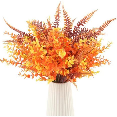 9 Pièces Plantes Artificielles, 3 Designs Variés, Hauteur 35cm, Décoration Intérieur Extérieur Automne (1/5)