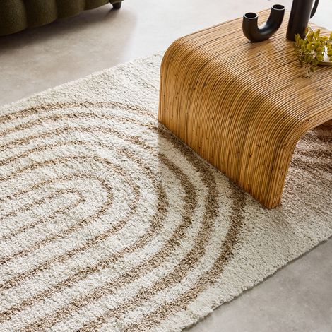 Tapis intérieur shaggy. motifs géométriques arc-en-ciel. beige. poils longs 160 x 230 cm (1/5)