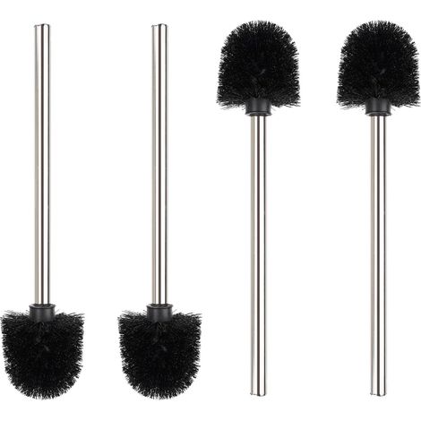 Ensemble de brosses de toilette 4 pièces, brosse de toilette à manche en acier inoxydable, (noir) (1/5)