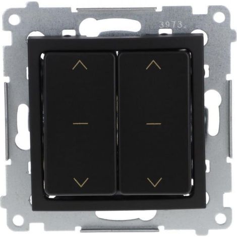 Simon 54 Doppelrollladenschalter (Modul) 10 A 250 V Schnellverbinder. Komplett mit Zierring in Mattschwarz DZW2.01/49