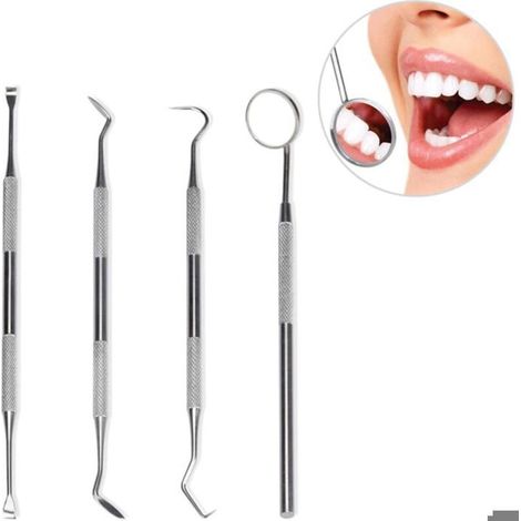 Kit d'hygiène dentaire professionnel - 4 pièces en acier inoxydable (1/3)