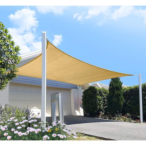 Voile d'ombrage carré pour terrasse, 3 x 3 m en Tissu Anti-UV – Housse de Protection pour pergola, Jardin, Aire de Jeux (Couleur Sable) (1/5)