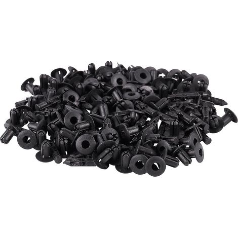 100 rivets en plastique noirs pour moulures de porte de voiture, trou de 5 mm. (1/5)