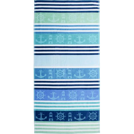 Telo Mare Jacquard Spugna Asciugamano Spiaggia Disegno Nautik (1/4)
