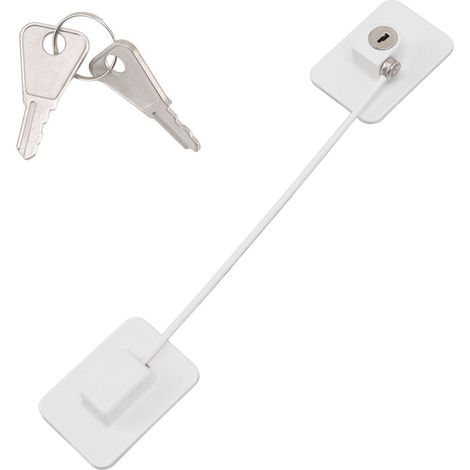 Verrou de réfrigérateur blanc, sécurité enfant, verrou de tiroir avec 2 clés (1/5)