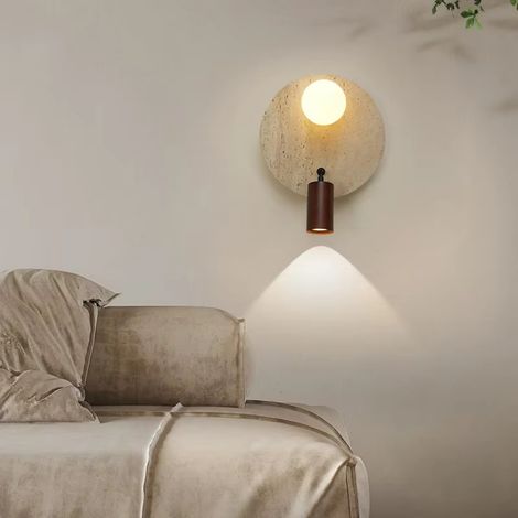 Applique murale d'intérieur en travertin jaune à lumière chaude — Luminaire mural décoratif vintage avec angle de spot réglable (1/5)