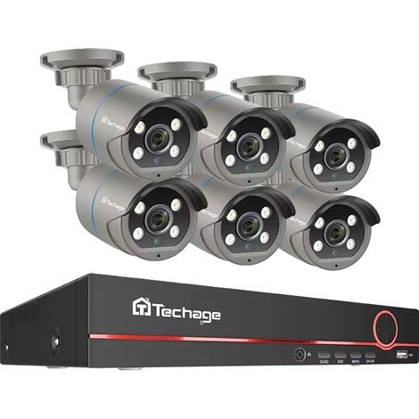 Système de sécurité CCTV, résolution 4MP, audio bidirectionnel, 8CH NVR 6 Caméras, Aucun, Prise EU (1/2)