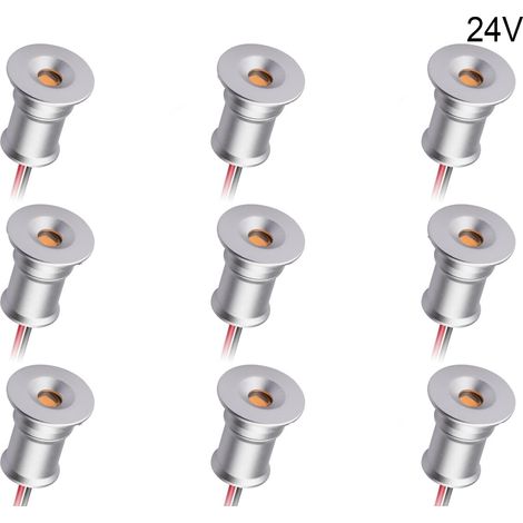 Set da 9 Mini Faretto LED Esterno Incasso 24V Luce Calda WW 15MM Segnapasso