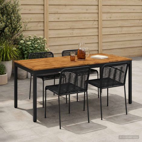 vidaXL Tavolo da cena da giardino Naturale e Nero 147 x 88,5 x 75 cm