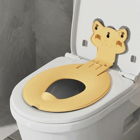 (Orange) Siège de toilette pliable et portable, siège de toilette étanche et réglable avec protection anti-éclaboussures et fixation par ventouse (1/5)