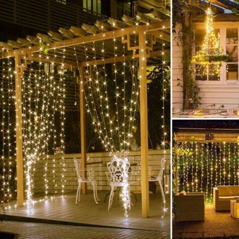 Rideaux lumineux LED lumière de gazebo m x guirlande lumineuse extérieure pour l'extérieur jardin pergola fête Noël chaud 3 blanc (1/4)
