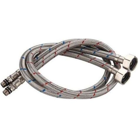 Tuyau flexible en acier inoxydable de 60 cm de long pour robinet de cuisine, eau chaude et froide (1/5)