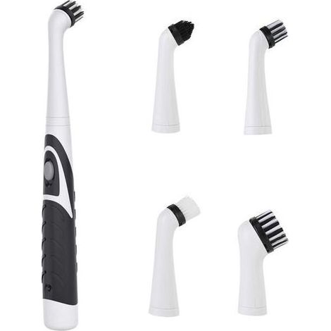pair Brosse de nettoyage électrique avec 4 têtes de brosse pour coulis de maison, sols, baignoires, douches, salles de bains carrelées (1/5)