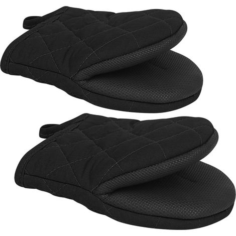 Gants de cuisine, maniques, degrés Celsius, gants de cuisine en silicone résistant à la chaleur avec surfaces antidérapantes et boucle de suspension, gants de cuisine courts