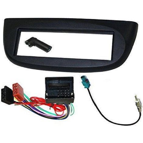 Adnauto – Kit installation autoradio 1DIN pour Renault Twingo 2007-2013 – Façade noire, fiche ISO, adaptateurs antenne – Installation facile