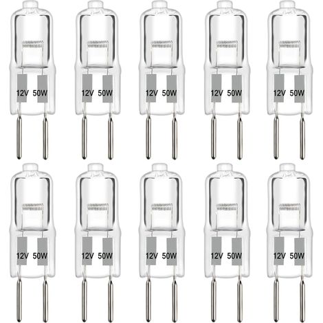 Lot de 10 Ampoule Halogène GY6.35, 50W Dimmable, 12V Blanc Chaud, Pour Lustre et Lampe (1/5)