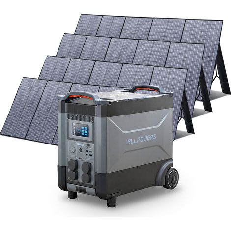 ALLPOWERS Station d'alimentation portable R4000 générateur solaire 3600Wh LiFePO4 batterie CA 4000W,charge rapide commande vocale,avec 4 panneau solaire 400W pour camping, maison pannes de courant (1/5)