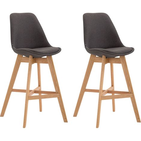 Set di 2 sgabelli bar seggiolone dal design moderno in tessuto grigio scuro 100001302