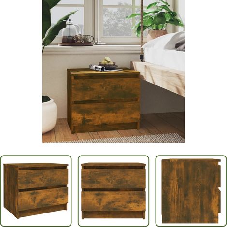 Nachtschrank Holz - Nachttisch Räuchereiche 50x39x43,5 cm Holzwerkstoff (1/5)