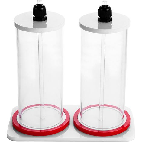 Socle acrylique rouge et blanc pour aquarium, destiné à accueillir 2 seaux de titrage de 0,8 L (2 pièces). (1/5)