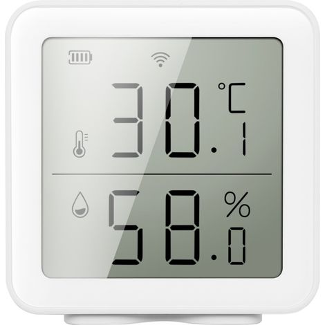 Sensor inteligente WiFi Graffiti – Temperatura y humedad – Control por aplicación – Blanco – Ideal para hogar, invernadero, bodega (1/5)