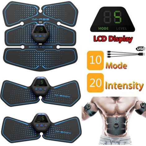 Stimulateur musculaire EMS pour abdominaux, bleu-Online Store