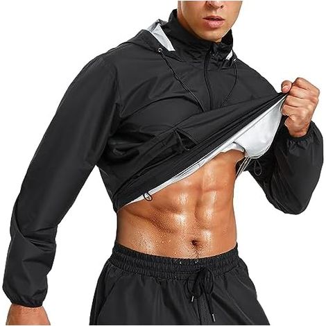 Veste Sauna - Veste Transpirante Pour Entraînement - À Fermeture Éclair Avec Capuche - Manches Et Ourlet Élastiques - Pour Homme - 1 Pièce (1/3)