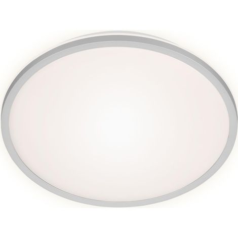Plafonnier LED, lampe de plafond avec effet de rétro-éclairage, 15 watts, 1500 lumens, 4000 Kelvin, blanc-argenté, 280x42mm (DxH) (1/5)