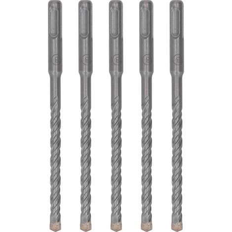 5-teiliges SDS-Bohrhammer-Set, 160 mm, Doppelblatt, selbstzentrierende Hartmetallspitze, zum Bohren von Beton, Stein und Ziegel (8 mm)