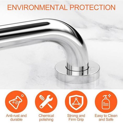 Barre Appui WC,Acier Inox Maintien Poignée Douche,40cm Barre Appui Salle de Bain Coudée,40cm,1 Pièces (1/5)