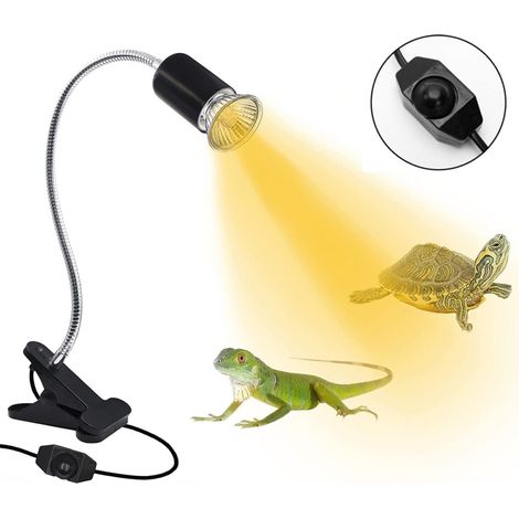 Lampe chauffante pour reptiles et tortues, lampe de table chauffante pivotante à 360° avec pince en céramique flexible et variateur, idéale pour aquarium et lézards. (1/5)