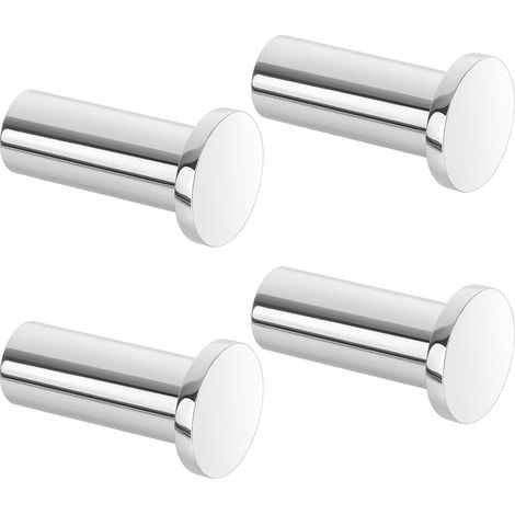 Crochets à Visser Patère Murale Ronde Longueur de 45MM, Muraux en Acier Inoxydable, Robuste pour Salle Bain Chambre Cuisine Entrée, Accroche Serviette, 4 Pcs Chrome Poli -'4 Pcs - Ronde Chrome Poli