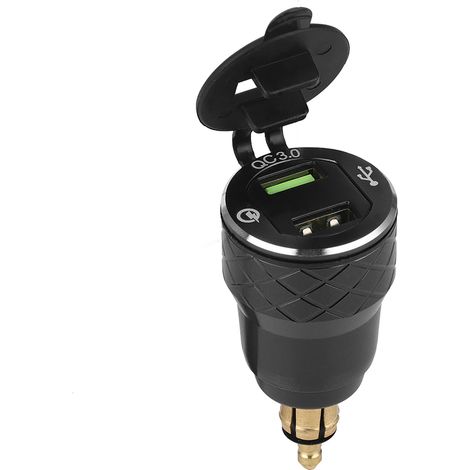 Prise de chargeur secteur USB pour moto 12V-24V, avec affichage LED, prise standard européenne, noire. (1/5)
