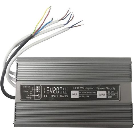 Lucibel ALIM12200IP Wasserdichter LED-Transformator 12V 200W 230x125x60mm