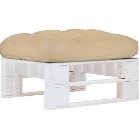 vidaXL Pouf palette de jardin Bois de pin imprégné de blanc (1/5)