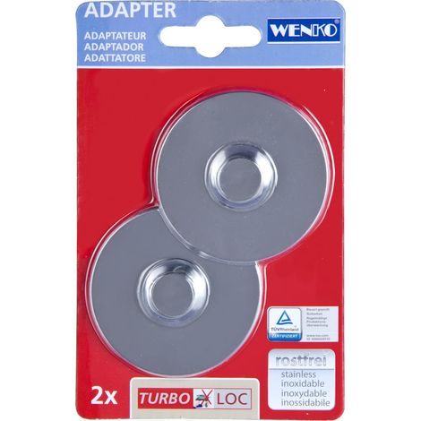 WENKO Turbo-Loc® adattatore - Befestigen ohne bohren. Plastica. 6 x 1.4 x 6 cm. Cromo