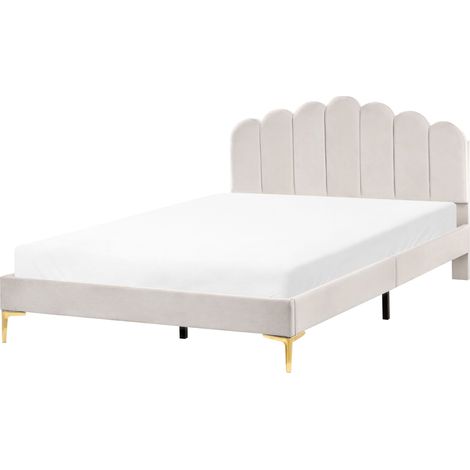 Bed Velvet SAUVIAN 160 x 200 cm (EU King Size) Off-White
