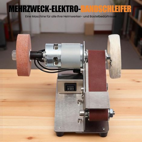 Elektro-Bandschleifer, Klein-Bandschleifer mit 20 Schleifriemen, 7-stufig einstellbarer Polierer für Aluminium, Bernstein, Keramik, Glass