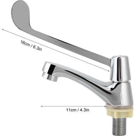 Grifo monomando largo de cobre de 1/2 pulgada para agua fría en aplicaciones médicas para lavabos de laboratorio. (1/5)