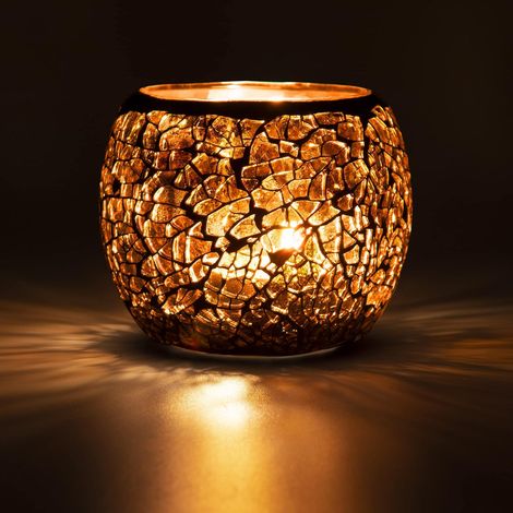 Mosaik-Kerzenhalter, romantischer und warmer handgefertigter Glaskerzenhalter, aromatisch und geeignet für Hochzeiten, Bankette und Feierlichkeiten, 8 x 8 x 7 cm (1/5)
