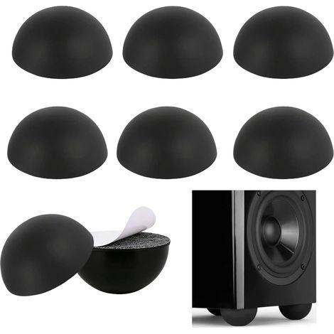 50 PCS Silicone Self-Adhesive Feet Pads, Black Insulating Feet, Hemispherical, for Projectors, Speakers, Appliances, Glass, Tabletops (18 x 10mm) (1/5)